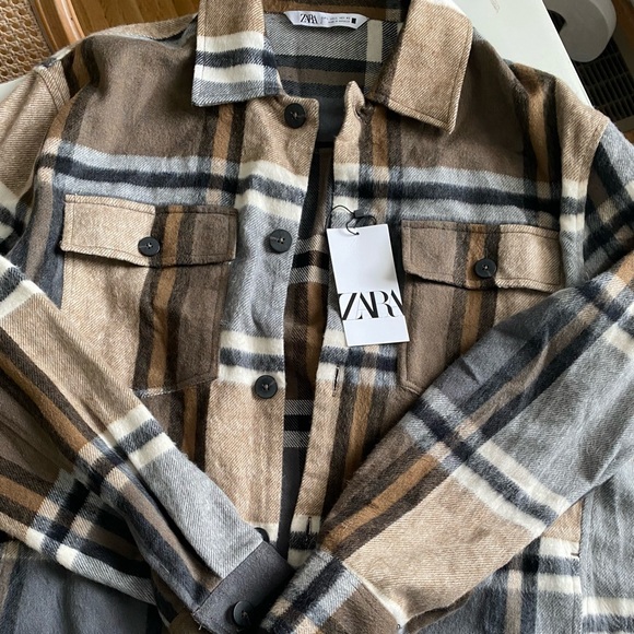 Zara Other - Mens NWT Zara brown plaid shirt jacket large